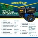 Ficha tecnica Motor GYW2153RS gasolina 7hp -Goodyear power