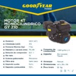 Motor GY210Q GOODYEAR 7hp Gasolina Especial Para Construcción Goodyear Power