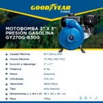 Motobomba Gasolina GY270G-B300 GOODYEAR 9hp Presión -Goodyear